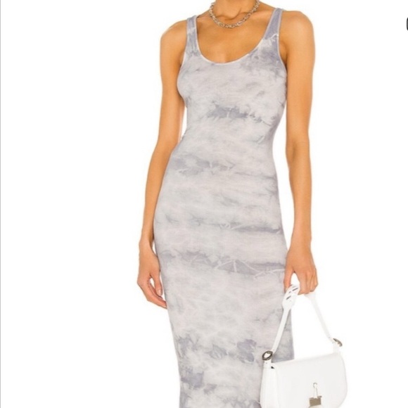 Enza Costa for Revolve Tie-Dye Rib Knit Tank Dress in Blue/Gray | No Size Tag - Picture 3 of 3